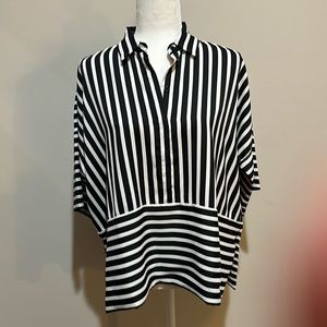 Chico’s black and white striped blouse